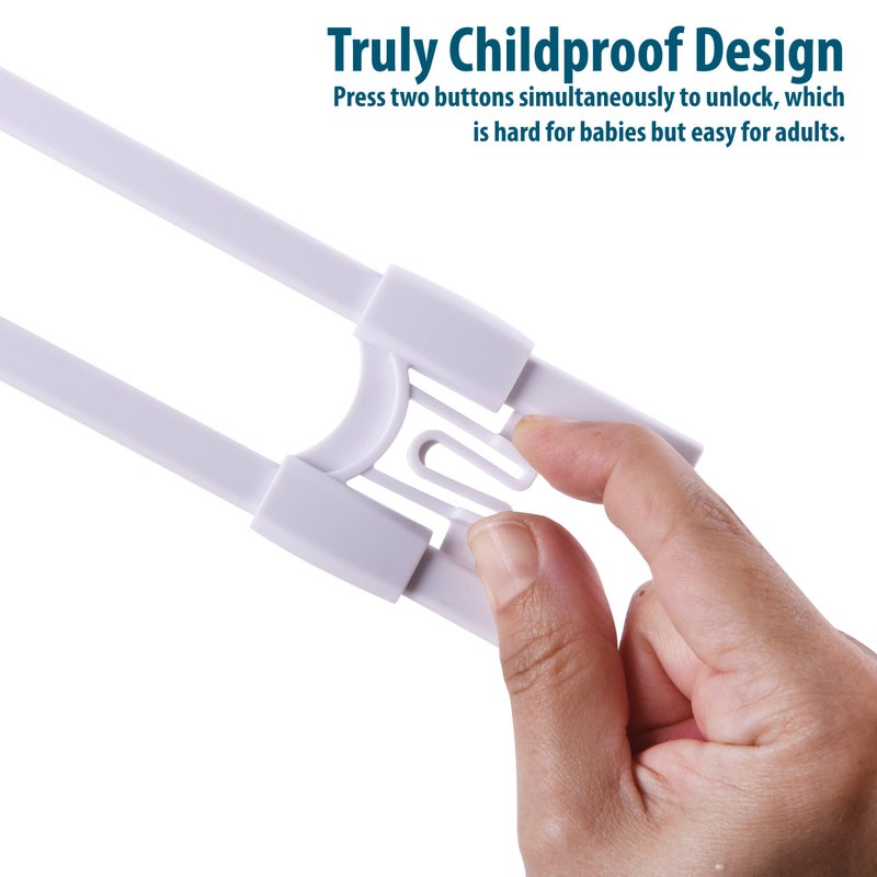 CUTESAFETY - Sliding Cabinet Locks Baby Proofing - Adjustable Child Safety Latches for Knobs & Handles - 10 Pack - No Adhesive Drilling or Tools - Gray - Image 3